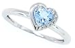 0.58Ct Heart Shaped Aquamarine and Diamond Ring in 10Kt White Gold