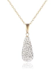 10k Gold Swarovski Elements Pear Shape RD Pendant Necklace