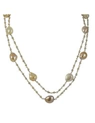 Sterling silver freshwater cultured pearl station necklace, 17"/18"