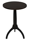 Side Table with Pedestal in Black and Mahogany Finish