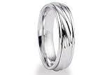 BENCHMARK 14K White Gold 6mm Carved Ring (Sz 4 - 8)