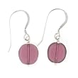 Anna Perrone Magenta Flat Oval Glass Bead Earrings Finished with .925 Sterling Silver