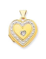 Genuine IceCarats Designer Jewelry Gift 14K Rhodium Cz Accent 15Mm Heart Locket
