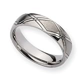 Titanium Criss-cross Design 6mm Sat/Polish Band - Size 10