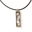 Necklace CZ Diamonds Design Stainless Steel Pendant on Rubber Cord By Bucasi