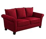 Handy Living MLN1-SX-AAA47 Milan Transitional Flared Arm Microfiber Sofa, Crimson Red