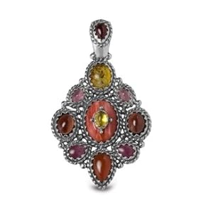 Southwest Spirit Sterling Silver Multi-Gemstone Vintage Romance Pendant Enhancer