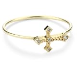 Mizuki 14k Ring 14k Charm Gothic Cross Diamond