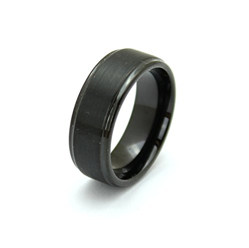 Black tungsten carbide 8mm mens wedding band metal ring…