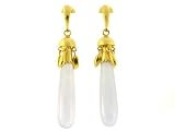 Chalcedony Drop Earrings with Olive Bead Accents by Gurhan