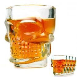 Set of 4 Pcs Doomed Crystal Aztec Skull Head Shape Vodka/ Wine/ Cocktail/ Beer Shot Glass Drinking Ware Cup - Suitable for Rock Bar, Pub, Restaurant, Hotel - Skull Cup