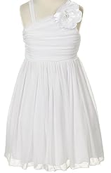 Girls Floral Print  One Shoulder Chiffon/Jersey/Taffeta  Dress With Ruffles