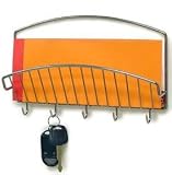 Wall Mounted Letter Holder and Key Rack - Chrome Finish (Chrome) (15.75H x 12.00W x 2.50D)
