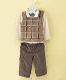 First Impressions Baby Boy 3 Piece Plaid Vest Set
