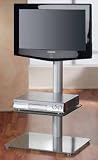 VCM Torino LCD-Standfu&szlig; mit Zwischenboden Aluminium / Mattglas