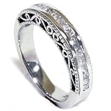 .51CT Princess Cut 14K White Gold Vintage Like Diamond Anniversary Wedding Ring