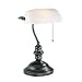 Lite Source LS-224D/BRZ Banker's Lamp, Dark Bronze with Frost Glass Shade