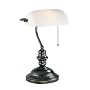 Lite Source LS-224D/BRZ Banker's Lamp, Dark Bronze with Frost Glass Shade