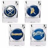 NHL Buffalo Sabres Four Piece Square Shot Glass Set (Individual Logos)
