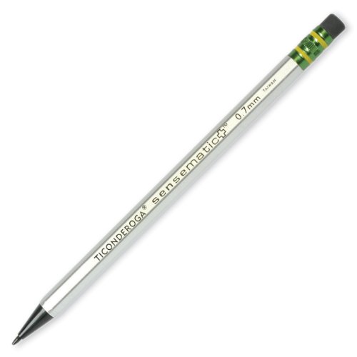 Ticonderoga SenseMatic Plus Refillable Self-Feeding Automatic Pencil, 0.7 Millimeter, Number 2 Lead, Includes Refill Eraser and Leads, Silver Barrel (99991)