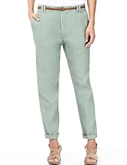 Indigo Collection Pure Linen Chinos with Belt