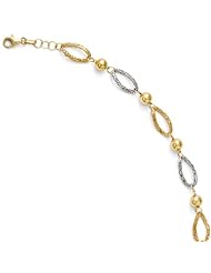 Leslies 14k Two-tone Textured w/ .5in ext. Bracelet Length 7"