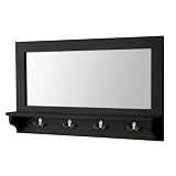 Entry Mirror with Hooks - Black