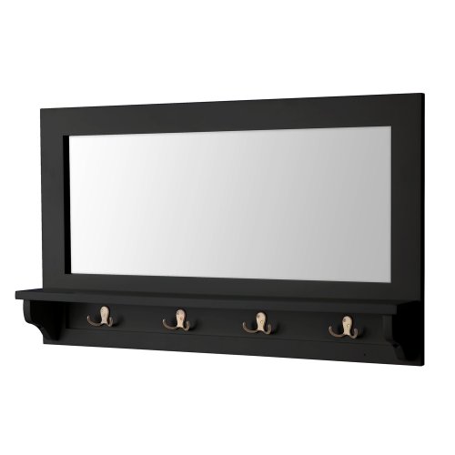 Entry Mirror with Hooks - Black