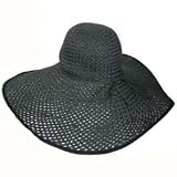 ALL BLACK 8 WIDE LARGE BRIM STRAW BEACH SUN FLOPPY HAT