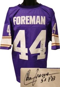Chuck Foreman Signed Minnesota Vikings Purple Pro style Jersey - 5x Pro Bowl