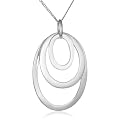 Silver 3 Open Graduated Ovals Pendant + Curb Chain 46cm