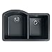 SWANSTONE QUDB-3322 33x22 BLACK (NERO) KITCHEN SINK UNDERCOUNTER