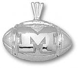 Michigan Wolverines Solid Sterling Silver ''M'' Football Pendant