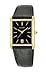 Pulsar Men's Gold-Tone Stainless Steel Black Leather Strap Watch #PXDA80