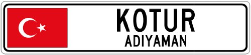 KOTUR, ADIYAMAN – Turkey Flag Aluminum City Sign – 4 x 18 Inches