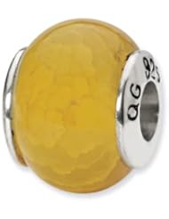 Sterling Silver Yellow Cracked Agate Stone Charm