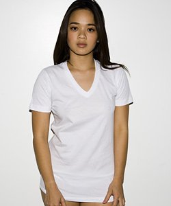 American Apparel Fine Jersey Short Sleeve V-Neck - White S