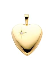 14K White Gold Diamond-Accent Heart Locket Pendant (0.65" Inches or 16mm, 1/10 ctw., HI, I1-I2)