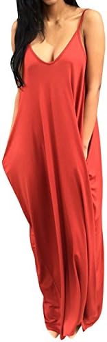 Ashmaq Womens Sleeveless Spaghetti Strap Oversized Tunic Long Maxi Sundress Dress