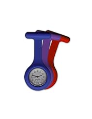 Nurses Lapel Watch - 1 Watch + Dark Blue, Purple, Red Holders - Silicone (Infection Control)