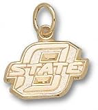 Oklahoma State Cowboys Solid 10K Gold Block ''O'' 3/8'' Pendant