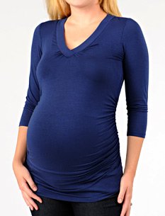A Pea in the Pod Collection: 3/4 Sleeve V-neck Side Ruched Maternity T Shirt