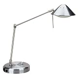 Contemporary Aluminum Desk Lamp, Outlet/RJ11 Phone/Modem Jack, Brushed Aluminum CEB20191