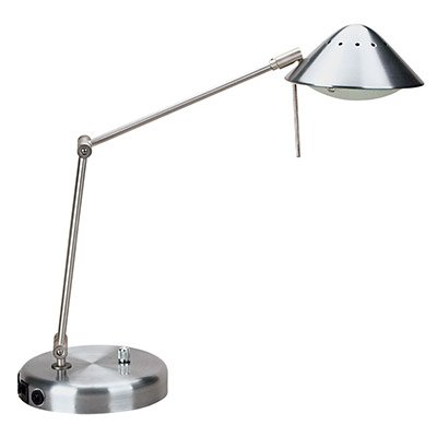 Contemporary Aluminum Desk Lamp, Outlet RJ11 Phone Modem Jack, Brushed Aluminum CEB20191