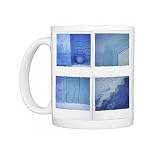 Montage of four Polaroid images of blue walls Photo Mugs