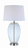 Lite Source LS-21499PS/CLR Rocio Table Lamp, Polished Steel And Clear Glass with White Fabric Shade
