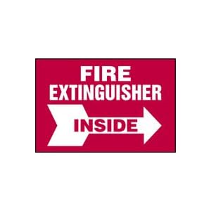 Labels FIRE EXTINGUISHER INSIDE (ARROW RIGHT) Adhesive Dura Vinyl – Each 5\” x 7\”
