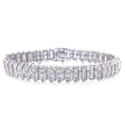 1.00 Carat Diamond Sterling Silver Tennis Bracelet - 7.2
