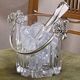 GRAPE BUCKET AND TONG - CRYSTAL ICE BUCKET WITH GRAPE DESIGN HANDLE AND TONG - ice bucket