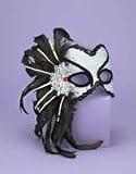 Mardi Gras Masquerade Venetian Feathered Silver Female Karneval Mask